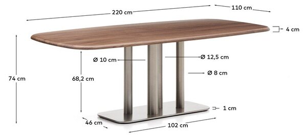 Blagovaonski stol u dekoru oraha 110x220 cm Melvar – Kave Home