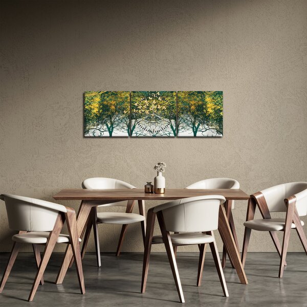 Slika - Jeleni v zelenem gozdu (sa satom) (90x30 cm)