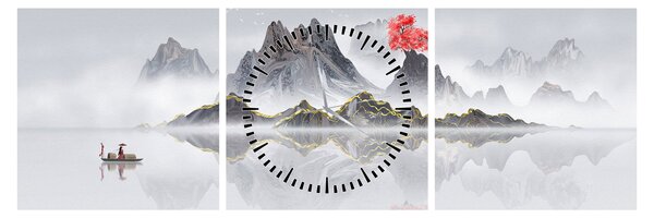 Slika - Gore v megli (sa satom) (90x30 cm)