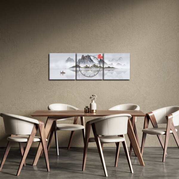 Slika - Gore v megli (sa satom) (90x30 cm)