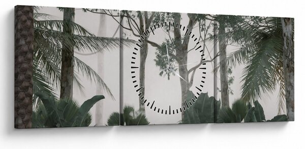 Slika - Džungla v jutranji megli (sa satom) (90x30 cm)