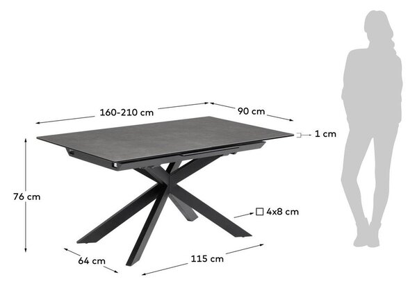 Proširiv blagovaonski stol s dodatnom pločom s keramičkom daskom 90x160 cm Atminda – Kave Home