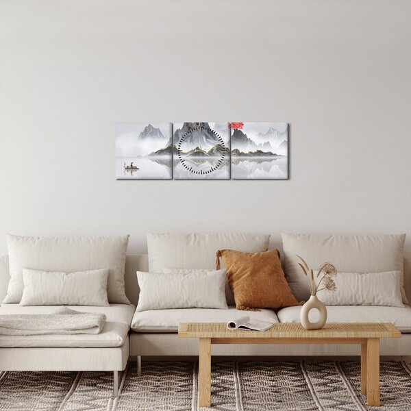 Slika - Gore v megli (sa satom) (90x30 cm)
