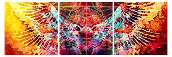 Slika - Merkaba s krili, abstrakcija (sa satom) (90x30 cm)