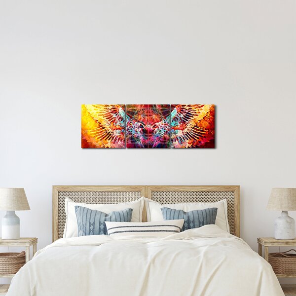 Slika - Merkaba s krili, abstrakcija (sa satom) (90x30 cm)