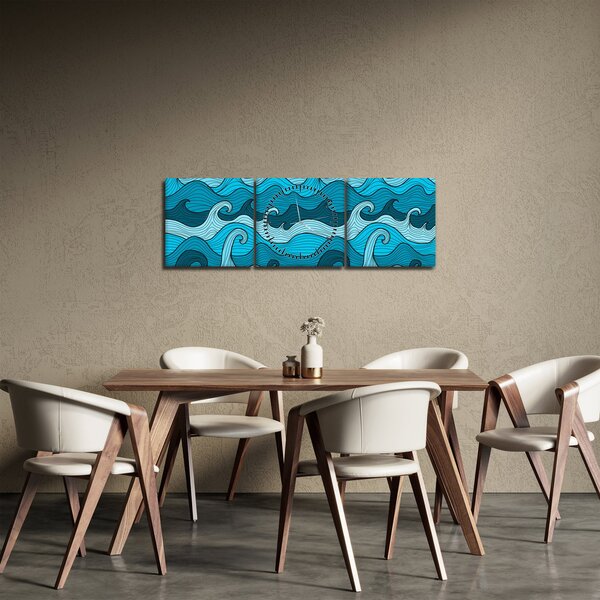 Slika - Abstrakcija, morje (sa satom) (90x30 cm)