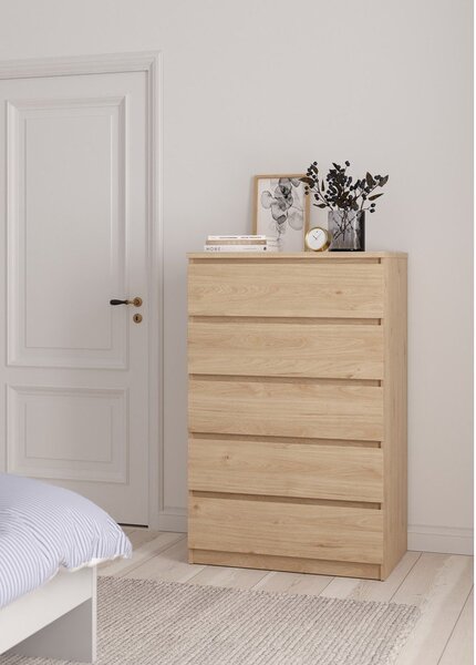 Komoda u dekoru hrasta u prirodnoj boji 77x121x50 cm Naia – Tvilum