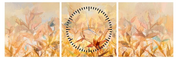 Slika - Listje v jesenskih barvah, oljna slika (sa satom) (90x30 cm)