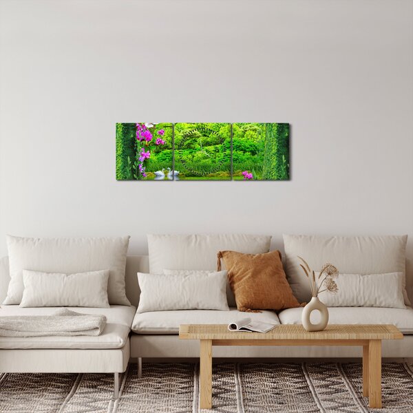 Slika - Čarobni vrt z labodi (sa satom) (90x30 cm)