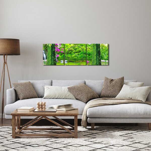 Slika - Čarobni vrt z labodi (sa satom) (90x30 cm)