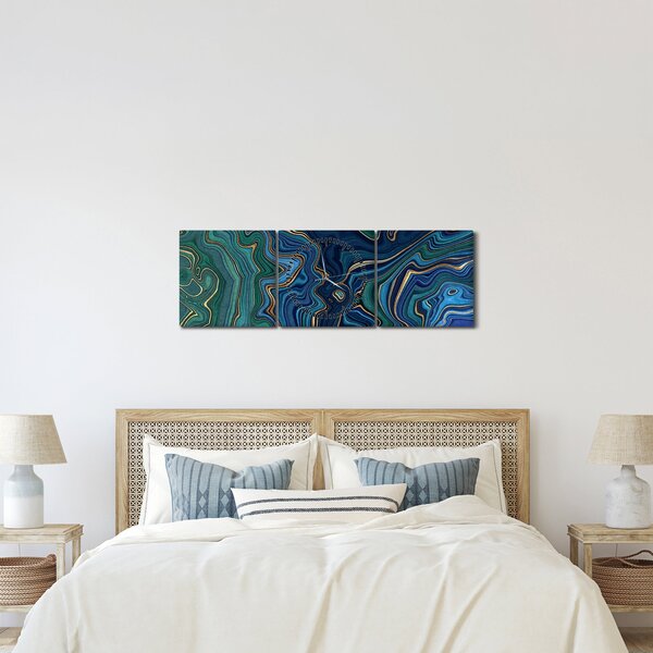 Poslikava - Zeleno moder marmor (sa satom) (90x30 cm)