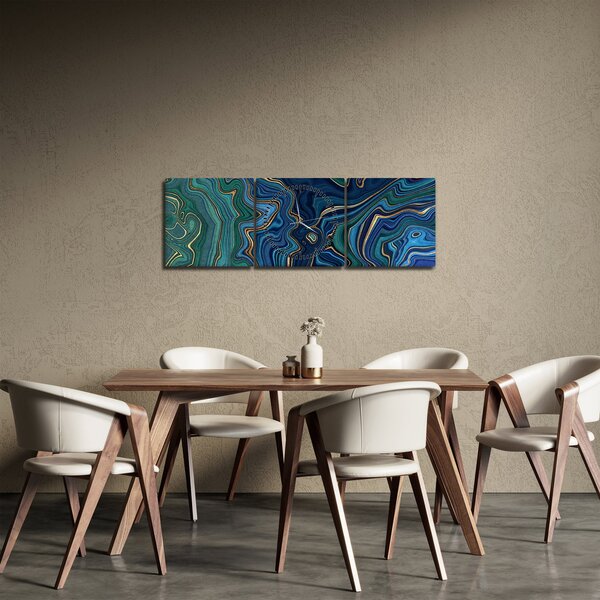 Poslikava - Zeleno moder marmor (sa satom) (90x30 cm)
