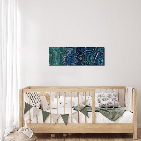 Poslikava - Zeleno moder marmor (sa satom) (90x30 cm)