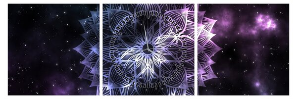 Slika - Lotusova mandala v vesolju (sa satom) (90x30 cm)