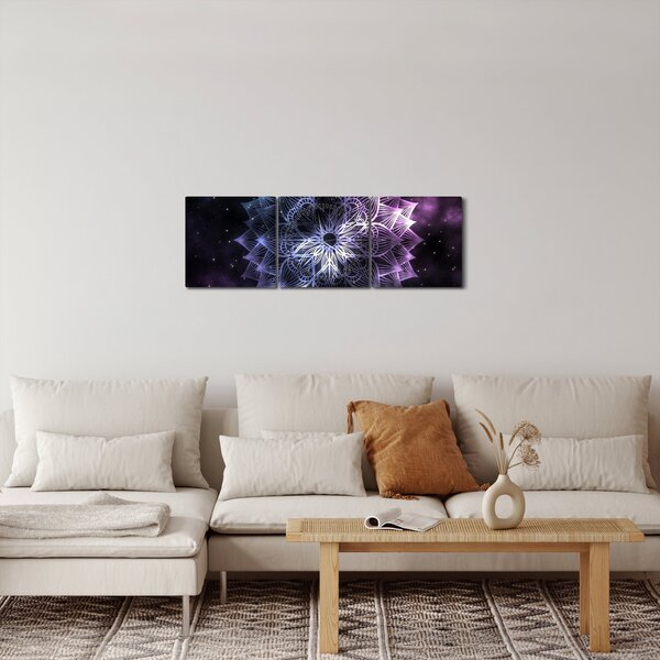 Slika - Lotusova mandala v vesolju (sa satom) (90x30 cm)