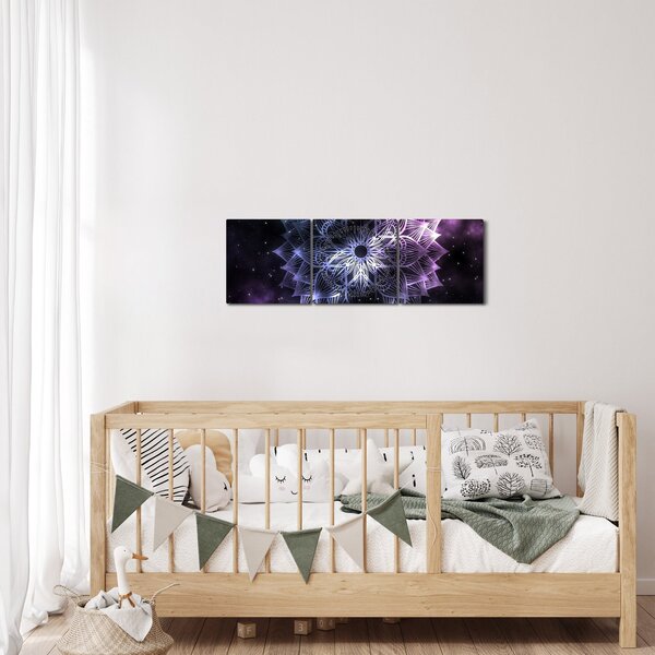 Slika - Lotusova mandala v vesolju (sa satom) (90x30 cm)