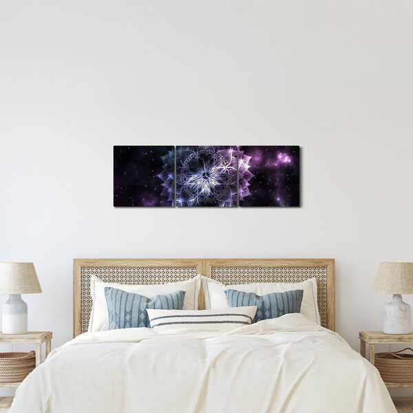 Slika - Lotusova mandala v vesolju (sa satom) (90x30 cm)