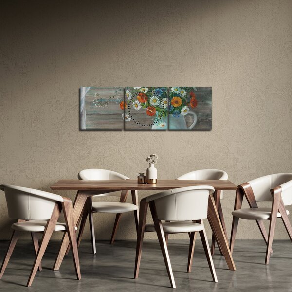 Slika - Travniške rože, oljna slika (sa satom) (90x30 cm)