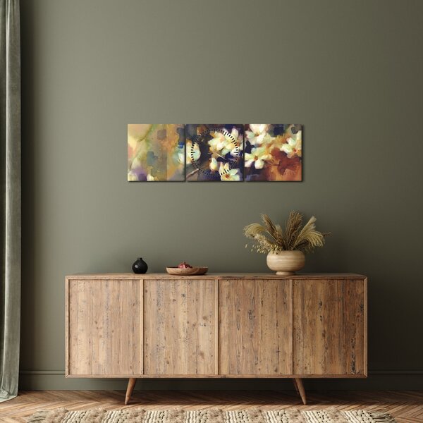 Slika - Bele magnolije, slika (sa satom) (90x30 cm)