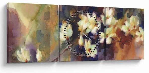 Slika - Bele magnolije, slika (sa satom) (90x30 cm)