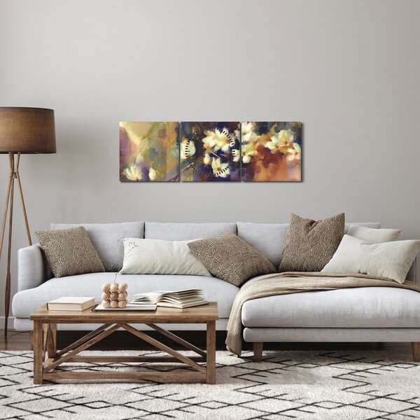 Slika - Bele magnolije, slika (sa satom) (90x30 cm)