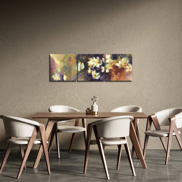 Slika - Bele magnolije, slika (sa satom) (90x30 cm)
