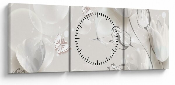 Slika - Tulipani med mehurčki (sa satom) (90x30 cm)