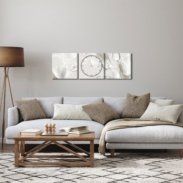 Slika - Tulipani med mehurčki (sa satom) (90x30 cm)