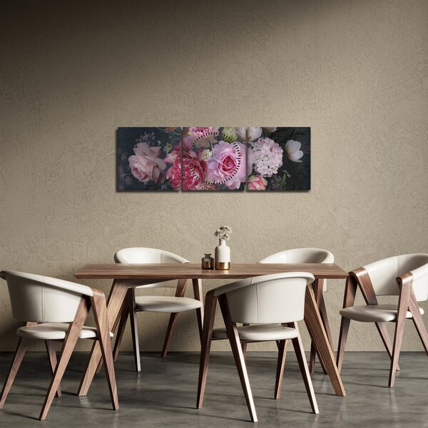 Slika - Vrtne rože (sa satom) (90x30 cm)