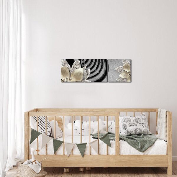 Slika - 3D zlate rože (sa satom) (90x30 cm)