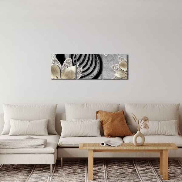 Slika - 3D zlate rože (sa satom) (90x30 cm)