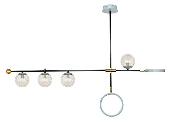 21788 VISEĆA SVJETILJKA LUSTER PLAVO ZLATNI SA STAKLENIM KUGLAMA 4xG9+22W LED