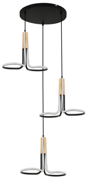 23146 VISEĆA SVJETILJKA LED 48W MODERNA LOTUS CRNA S DRVOM 4000K