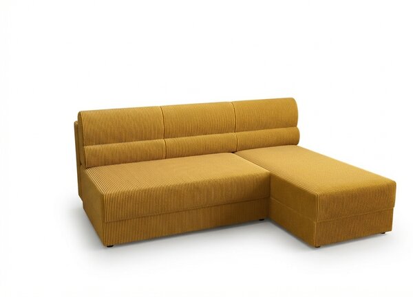 Razvlačna kutna garnitura L TAVERO SLIM 201x140 cm, senf, univerzalna