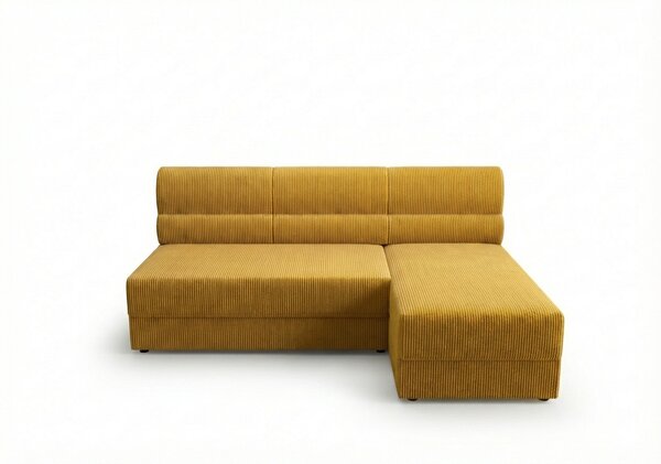 Razvlačna kutna garnitura L TAVERO SLIM 201x140 cm, senf, univerzalna
