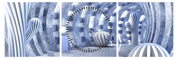 Slika - 3D abstrakcija (sa satom) (90x30 cm)