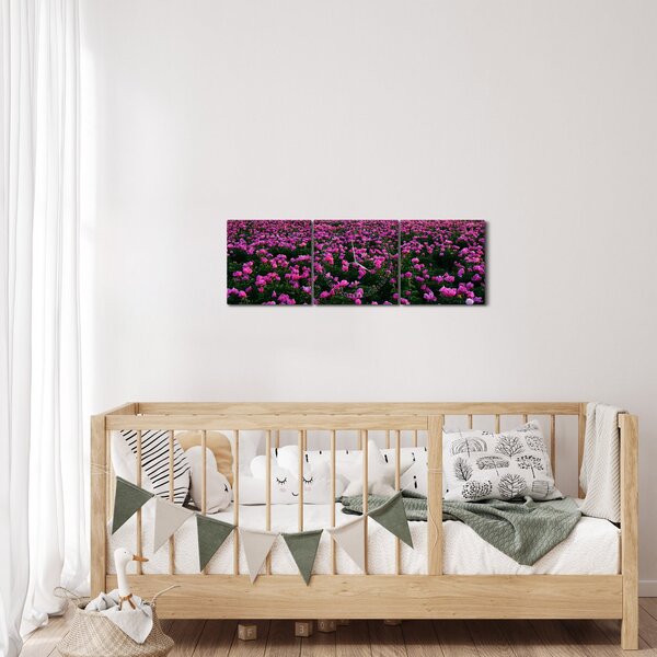 Slika - Travnik vijoličnih tulipanov (sa satom) (90x30 cm)