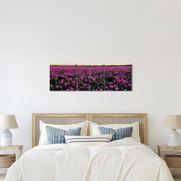 Slika - Travnik vijoličnih tulipanov (sa satom) (90x30 cm)