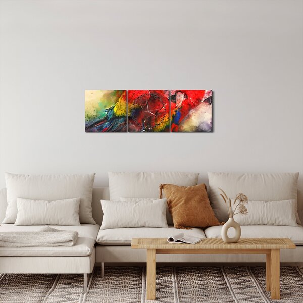 Slika rdeče papige ara (sa satom) (90x30 cm)