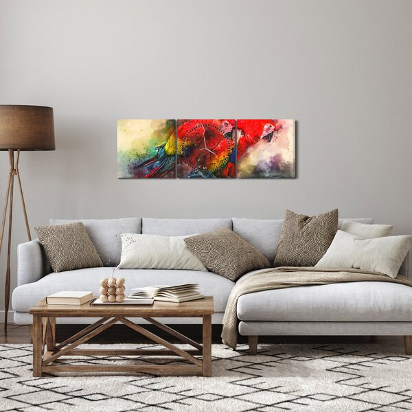 Slika rdeče papige ara (sa satom) (90x30 cm)