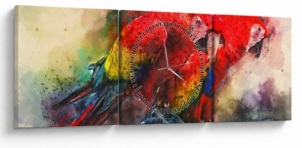 Slika rdeče papige ara (sa satom) (90x30 cm)