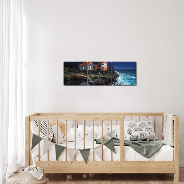 Slika - Svetilnik na obali oceana, akvarel (sa satom) (90x30 cm)