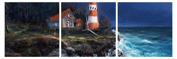 Slika - Svetilnik na obali oceana, akvarel (sa satom) (90x30 cm)