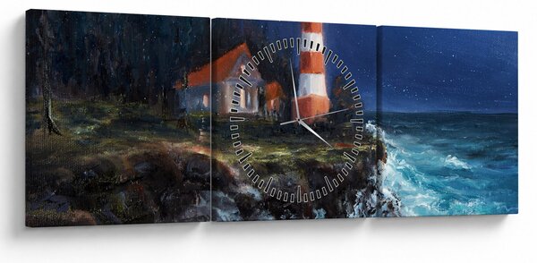 Slika - Svetilnik na obali oceana, akvarel (sa satom) (90x30 cm)