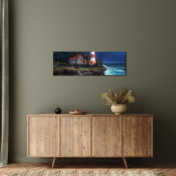 Slika - Svetilnik na obali oceana, akvarel (sa satom) (90x30 cm)