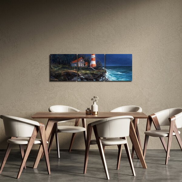 Slika - Svetilnik na obali oceana, akvarel (sa satom) (90x30 cm)