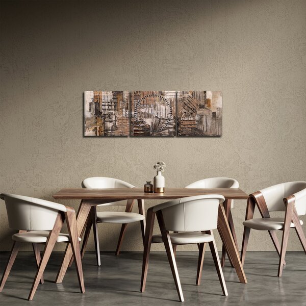 Slika - Abstrakcija v rjavih tonih (sa satom) (90x30 cm)