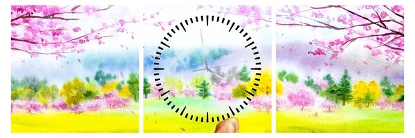 Slika - Poslikana srna, akvarel (sa satom) (90x30 cm)