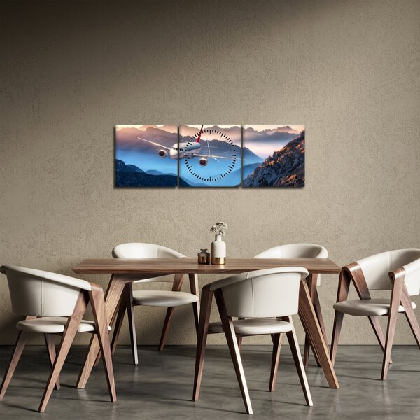 Slika - Letalo nad gorskimi vrhovi (sa satom) (90x30 cm)