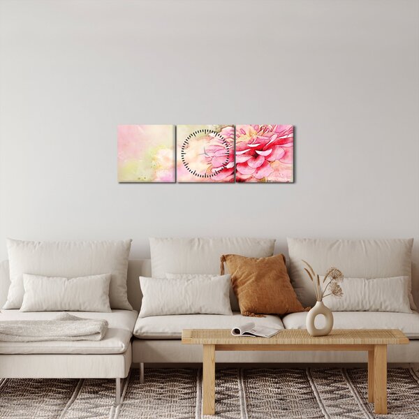 Slika - Rožnata roža, akvarel (sa satom) (90x30 cm)